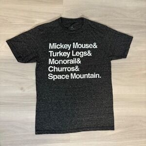 Disney Park Women TShirt Gray Graphic Mickey Mouse Turkey Space Mountain Size S